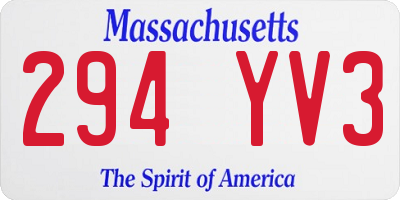 MA license plate 294YV3