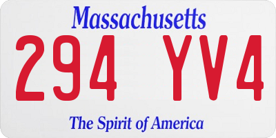 MA license plate 294YV4