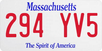 MA license plate 294YV5