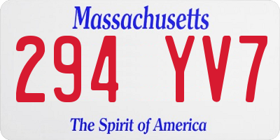 MA license plate 294YV7