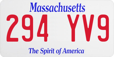 MA license plate 294YV9
