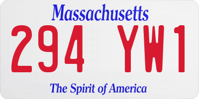 MA license plate 294YW1