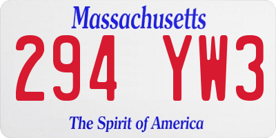 MA license plate 294YW3