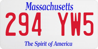 MA license plate 294YW5
