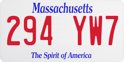 MA license plate 294YW7