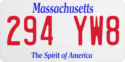 MA license plate 294YW8