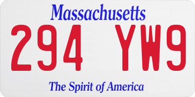MA license plate 294YW9