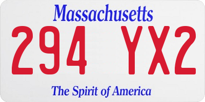 MA license plate 294YX2