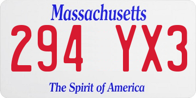 MA license plate 294YX3