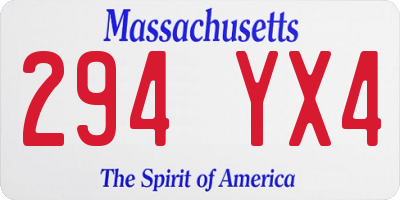 MA license plate 294YX4
