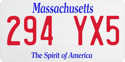 MA license plate 294YX5