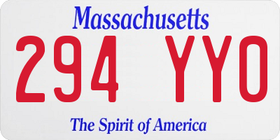 MA license plate 294YY0