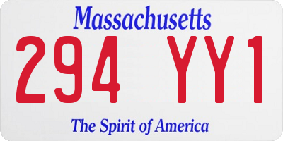 MA license plate 294YY1