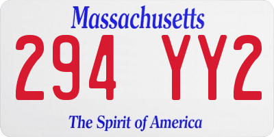 MA license plate 294YY2