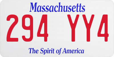 MA license plate 294YY4