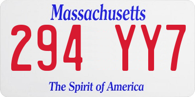 MA license plate 294YY7