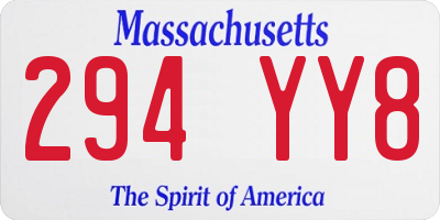 MA license plate 294YY8
