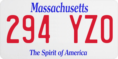 MA license plate 294YZ0
