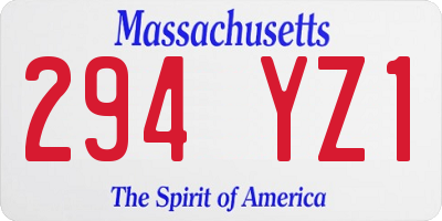 MA license plate 294YZ1