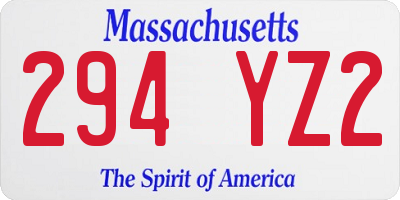 MA license plate 294YZ2