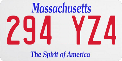 MA license plate 294YZ4