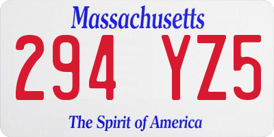 MA license plate 294YZ5