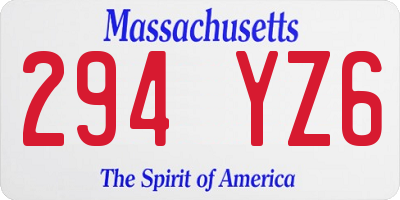 MA license plate 294YZ6