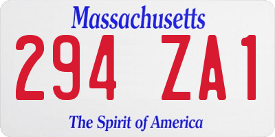 MA license plate 294ZA1