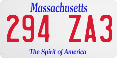 MA license plate 294ZA3