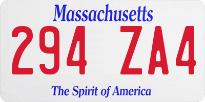 MA license plate 294ZA4