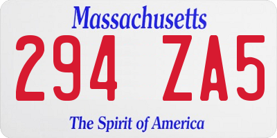 MA license plate 294ZA5