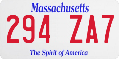 MA license plate 294ZA7