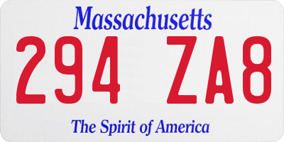 MA license plate 294ZA8