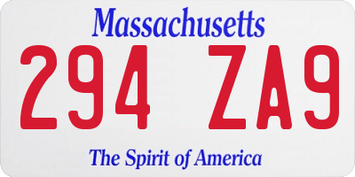 MA license plate 294ZA9