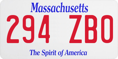 MA license plate 294ZB0