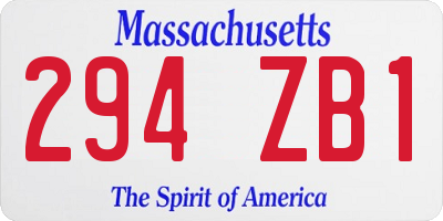 MA license plate 294ZB1