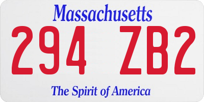 MA license plate 294ZB2