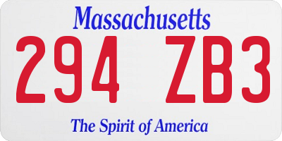MA license plate 294ZB3