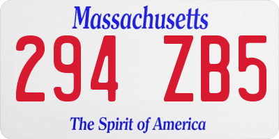 MA license plate 294ZB5