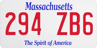 MA license plate 294ZB6