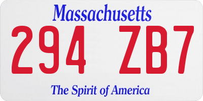 MA license plate 294ZB7