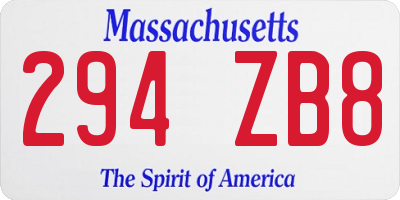 MA license plate 294ZB8