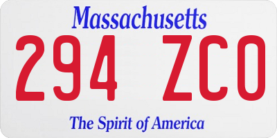 MA license plate 294ZC0