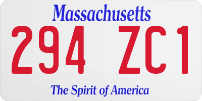 MA license plate 294ZC1