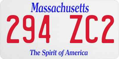 MA license plate 294ZC2