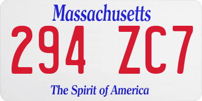 MA license plate 294ZC7