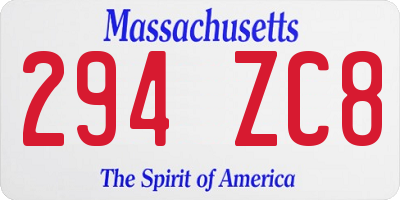 MA license plate 294ZC8