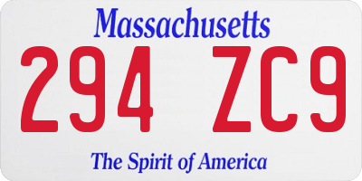 MA license plate 294ZC9