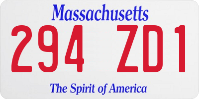 MA license plate 294ZD1