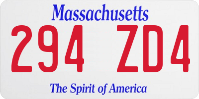 MA license plate 294ZD4